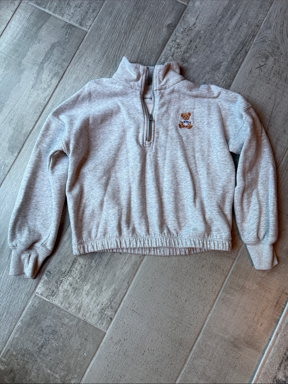 abercrombie kids Light Gray Teddy Half-Zip Pullover